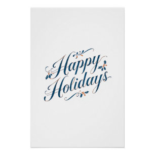 Póster Felices Fiestas Feliz Navidad Familia Año Nuevo
