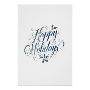Póster Felices Fiestas Feliz Navidad Familia Año Nuevo