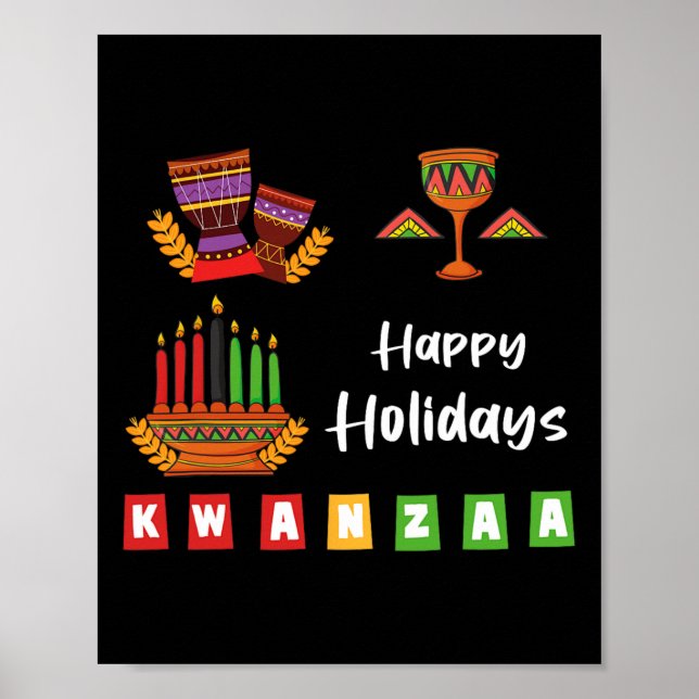 Póster Felices Fiestas Kwanzaa Hanukkah Para Hombres Muje (Frente)