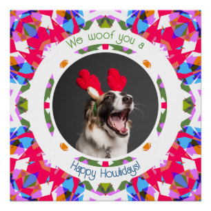 Póster Felices Fiestas Navidades Foto Perro Perro Papá Ma