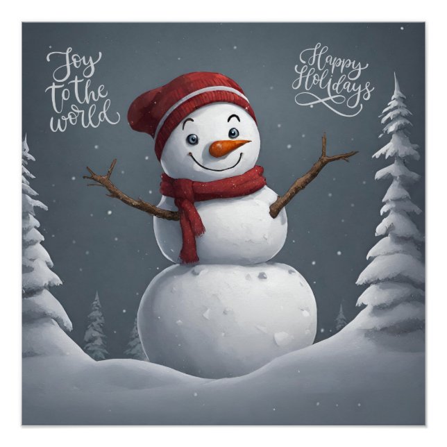 Póster Felices fiestas Navidades Snowman (Anverso)