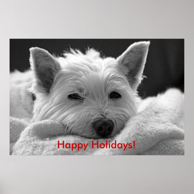 Póster Felices fiestas - Poster de Perro Westie (Frente)