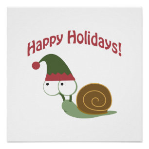 Póster ¡Felices Fiestas! Snail Elf