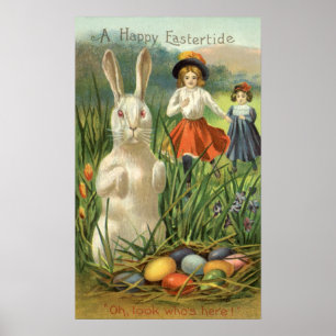 Póster Felices fiestas y niños de Pascua