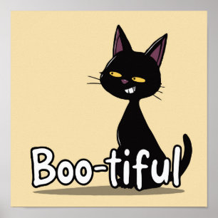 Póster Felices gatos negros de Halloween