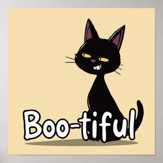 Póster Felices gatos negros de Halloween (Frente)