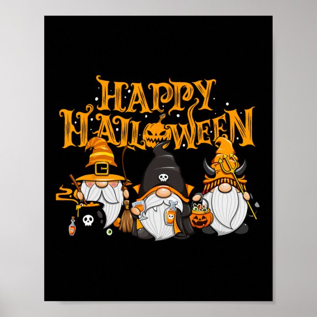 Póster Felices Gnomes de Halloween Vacaciones otoño de ca (Frente)