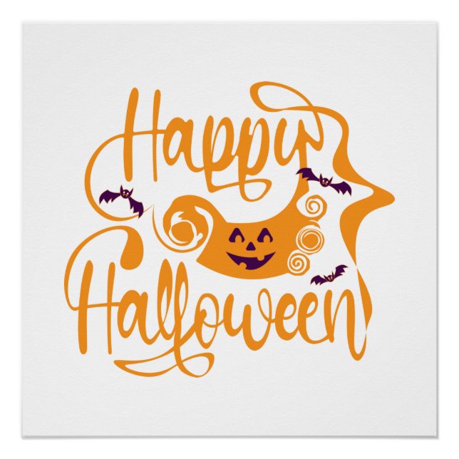 Póster Felices murciélagos de Halloween jack o lantern (Anverso)
