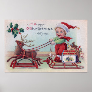 Póster Felices Navidad a YouBoy en un trineo