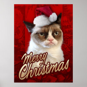Póster Felices Navidad del gato gruñón