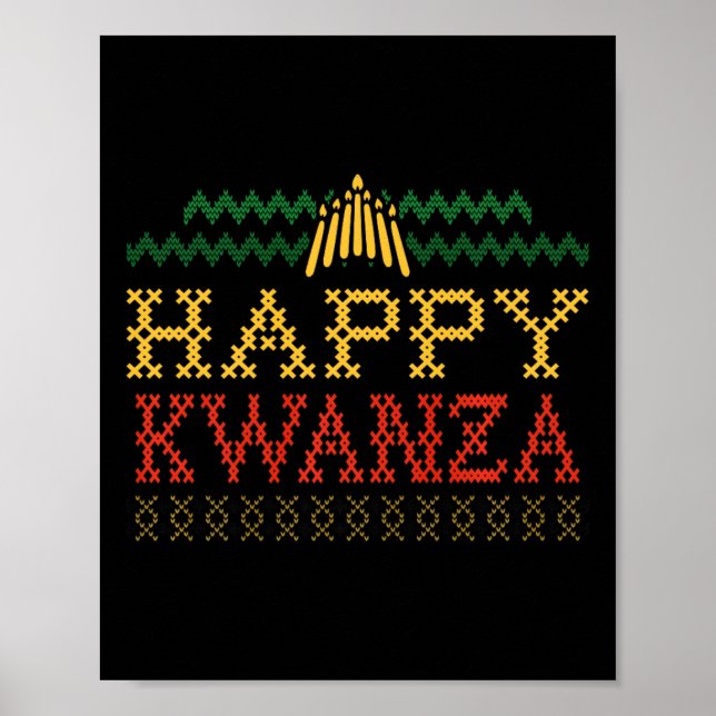 Póster Felices Navidades de Kwanzaa Hombres de vacaciones (Frente)