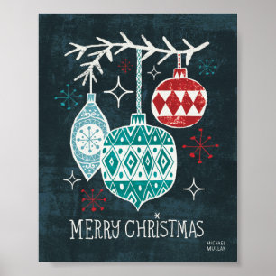 Póster Felices ornamentos de Christmastime