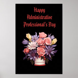 Póster Felices profesionales administrativos Gracias tarj