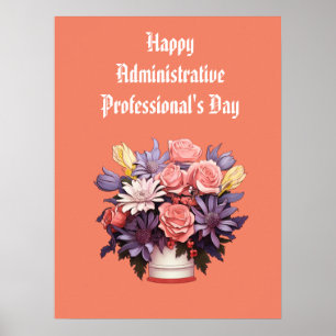 Póster Felices profesionales administrativos Gracias tarj