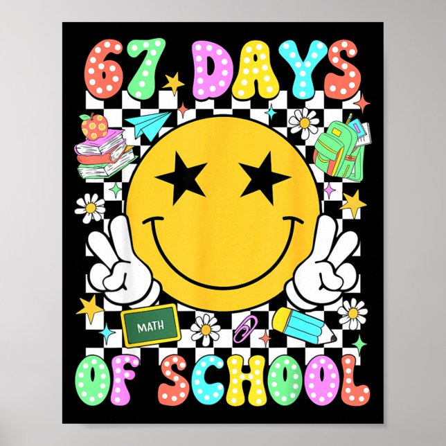 Póster Felices vibras del 67º día de escuela Cara sonrien (Frente)