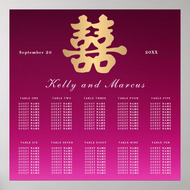 Póster Felicidad doble | Plan de asientos para Bodas (Frente)