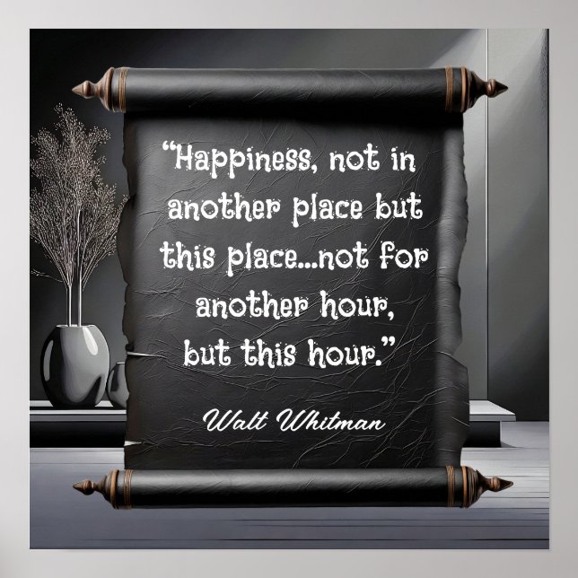 Póster "Felicidad, no en otro lugar - Walt Whitman (Frente)