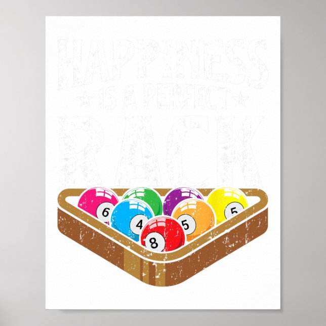 Póster Felicidad Perfect Rack Funny Pool Player Billiards (Frente)
