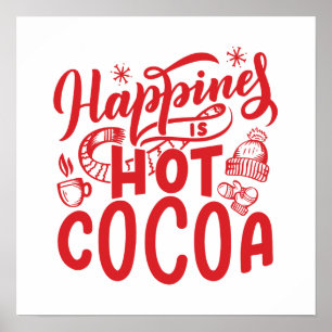 Póster Felicidad roja es feriado por tipografía de cacao