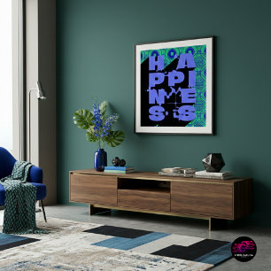 Póster Felicidad Una Declaración Abstrata Audaz