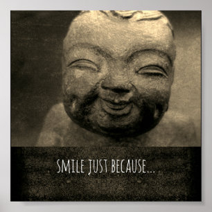 Póster felicidad zen cita poster riéndose Buda
