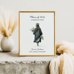 Póster Felicidades a la graduada morena de la promoción d