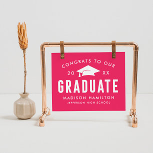 Póster Felicidades a nuestra graduación de Hot Pink Gradu