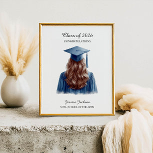 Póster Felicidades Brunette Clase de Graduadas Femeninas