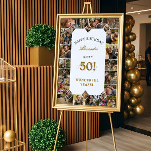 Póster Felicidades Cumpleaños Brindis Por 50 Años Collage