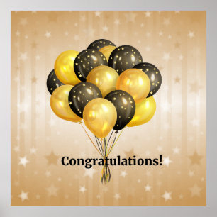 Póster ¡Felicidades! Globos de celebración.