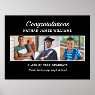 Póster Felicidades graduación de la foto del tres negro