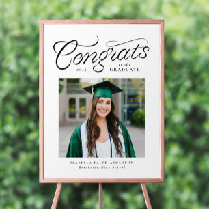 Póster Felicidades graduado foto trendy fiesta de graduac
