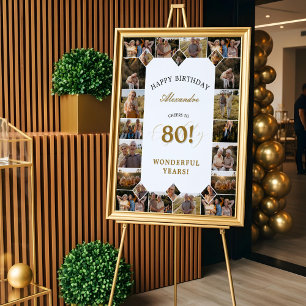 Póster Felicidades por los 80 Años Collage de Fotos