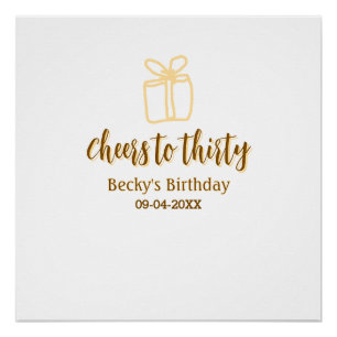 Póster Felicidades por treinta regalo de cumpleaños paste