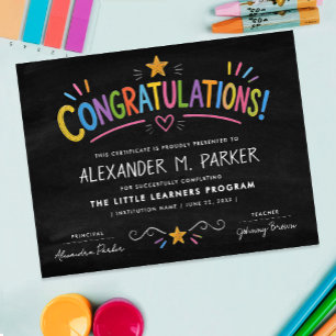 Póster Felicitación Divertida Certificado Colorido Para N