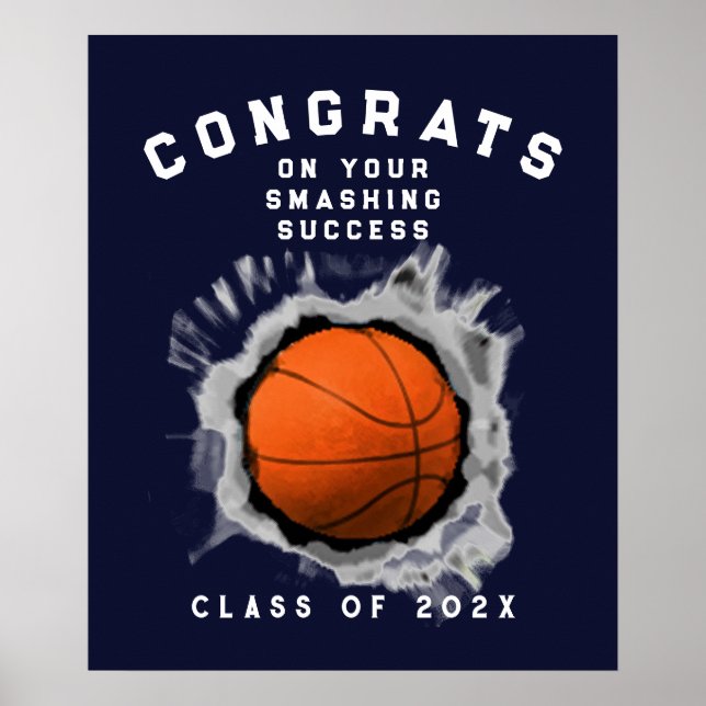 Póster Felicitaciones a los graduados del baloncesto (Frente)