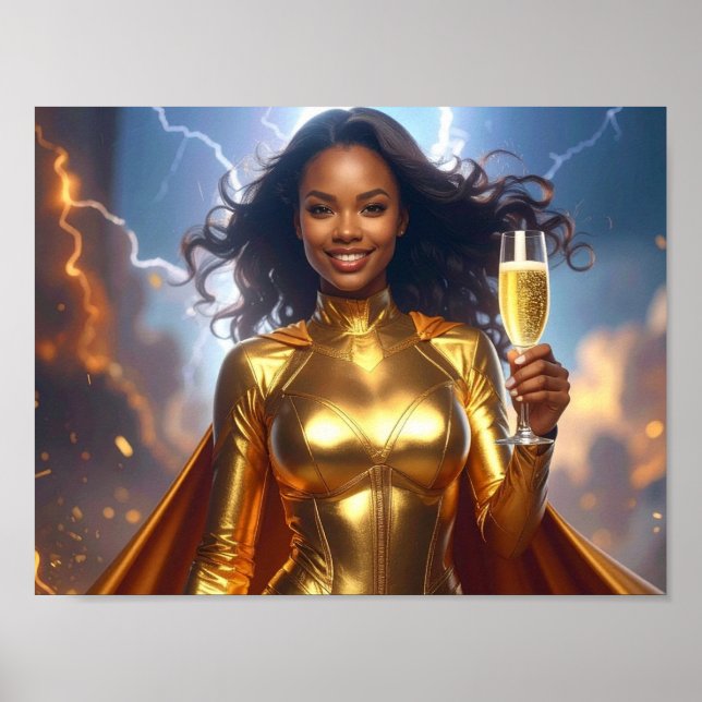 Póster Felicitaciones a superhéroes de cumpleaños y anive (Frente)