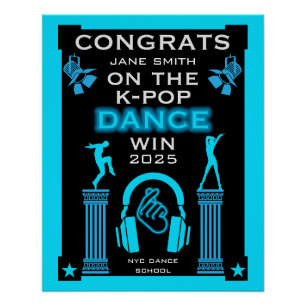 Póster Felicitaciones al ganador de la competencia de dan