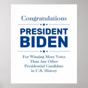 Póster Felicitaciones al presidente Biden, candidato más 