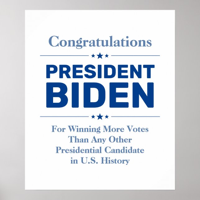 Póster Felicitaciones al presidente Biden, candidato más  (Frente)