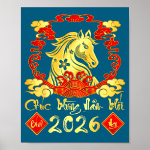 Póster Felicitaciones Año Nuevo 2026 Tet Año Nuevo Lunar