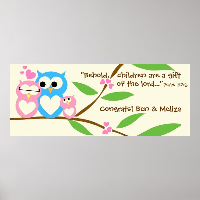 Póster Felicitaciones, cartel de Baby Shower de Baby Girl (Frente)