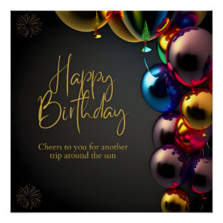 Póster Felicitaciones de cumpleaños metálicas