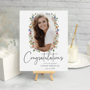 Póster Felicitaciones de flores silvestres coloridas