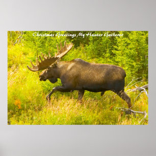 Póster Felicitaciones de Navidad a mi encuentro de cazado
