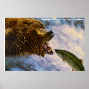 Póster Felicitaciones de Navidad a mi encuentro de cazado