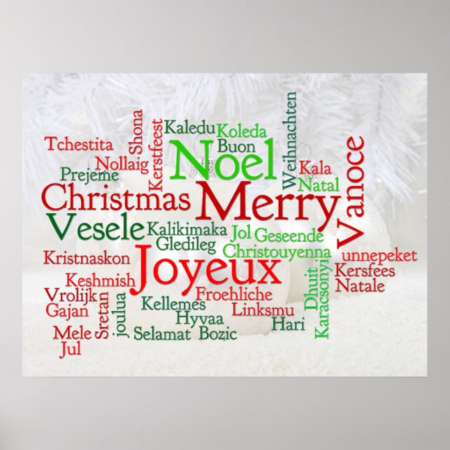 Póster Felicitaciones de Navidad en todo el mundo (Frente)