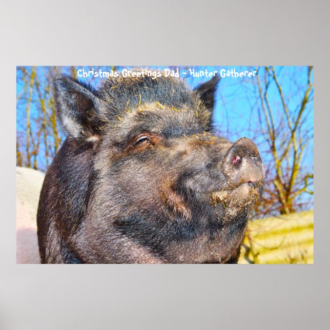 Póster Felicitaciones de Navidad Papá Hunter Gatherer (Frente)