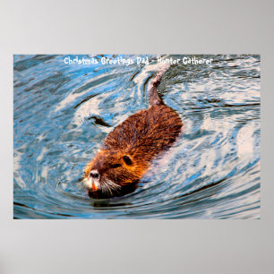 Póster Felicitaciones de Navidad Papá Hunter Gatherer