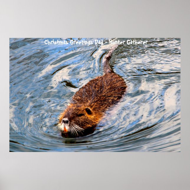 Póster Felicitaciones de Navidad Papá Hunter Gatherer (Frente)
